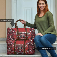 Aotearoa Te Arawa Travel Bag Maori Tribal Dark Red Paua Shell Pattern
