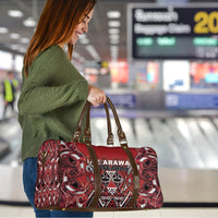 Aotearoa Te Arawa Travel Bag Maori Tribal Dark Red Paua Shell Pattern