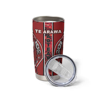 Aotearoa Te Arawa Tumbler Cup Maori Tribal Dark Red Paua Shell Pattern