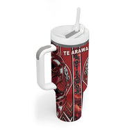 Aotearoa Te Arawa Tumbler With Handle Maori Tribal Dark Red Paua Shell Pattern