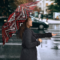 Aotearoa Te Arawa Umbrella Maori Tribal Dark Red Paua Shell Pattern