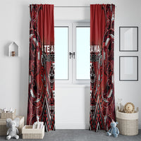 Aotearoa Te Arawa Window Curtain Maori Tribal Dark Red Paua Shell Pattern