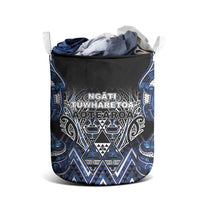 Aotearoa Tuwharetoa Laundry Basket Maori Tribal Navy Paua Shell Pattern