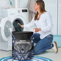 Aotearoa Tuwharetoa Laundry Basket Maori Tribal Navy Paua Shell Pattern