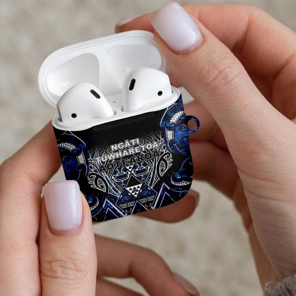 Aotearoa Tuwharetoa AirPods Case Maori Tribal Navy Paua Shell Pattern