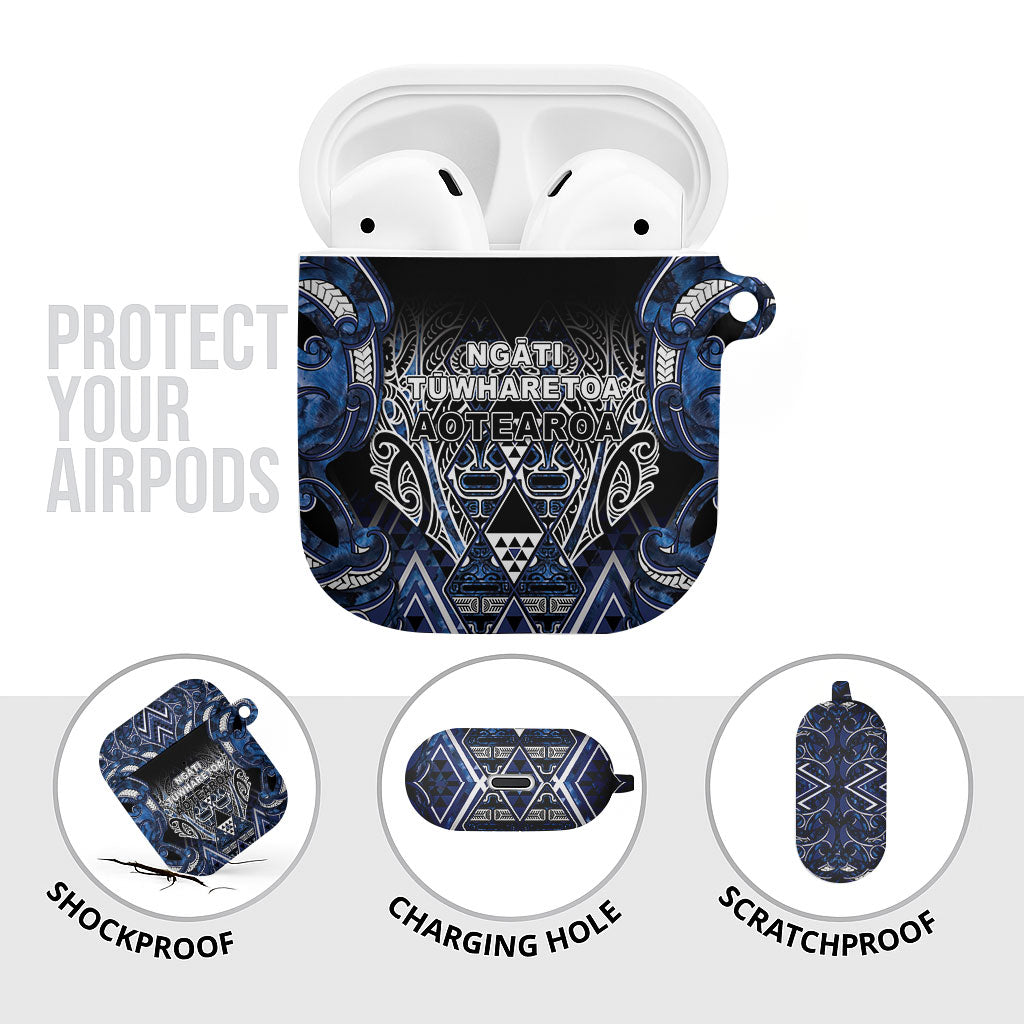 Aotearoa Tuwharetoa AirPods Case Maori Tribal Navy Paua Shell Pattern