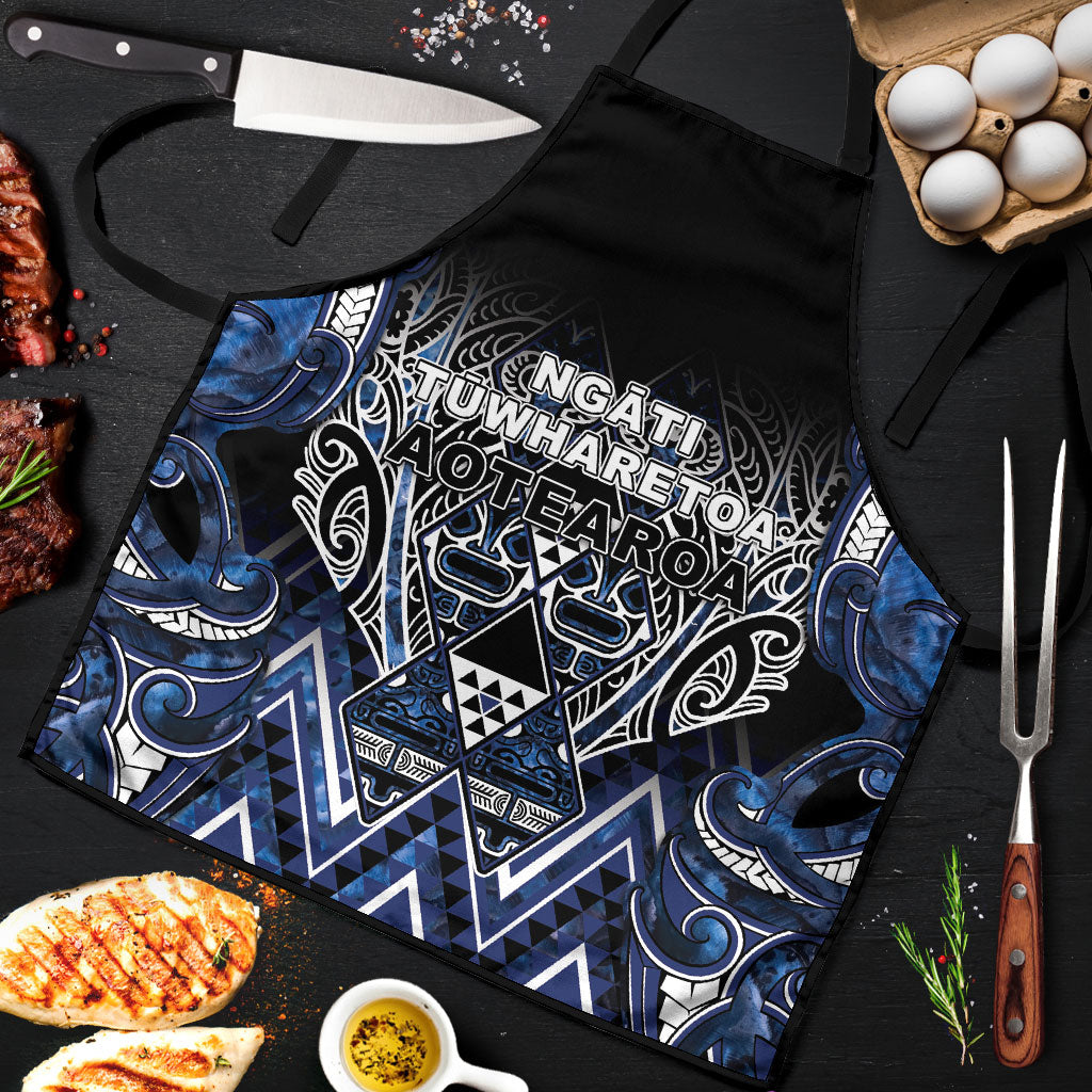 Aotearoa Tuwharetoa Apron Maori Tribal Navy Paua Shell Pattern
