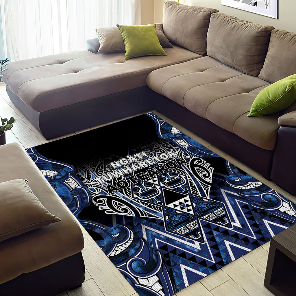 Aotearoa Tuwharetoa Area Rug Maori Tribal Navy Paua Shell Pattern