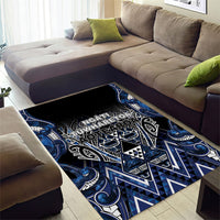 Aotearoa Tuwharetoa Area Rug Maori Tribal Navy Paua Shell Pattern