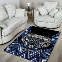 Aotearoa Tuwharetoa Area Rug Maori Tribal Navy Paua Shell Pattern