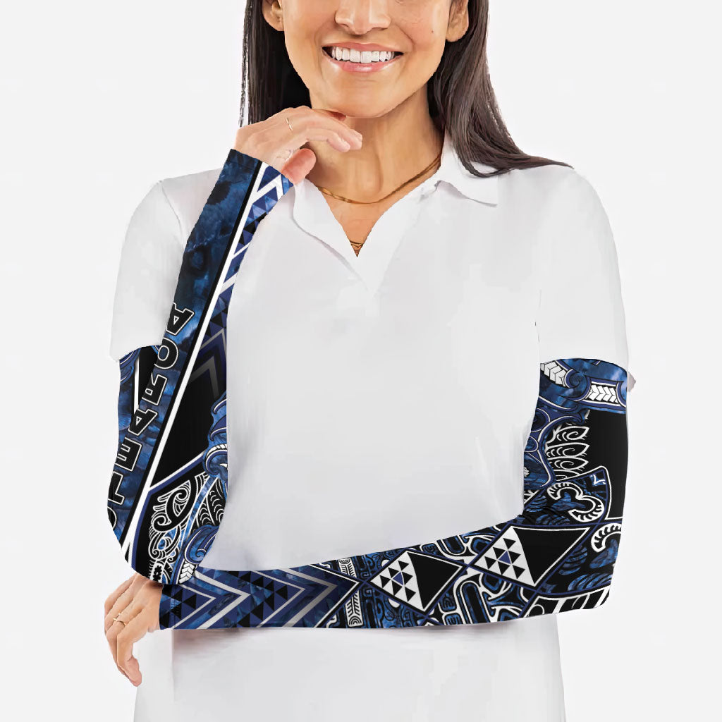 Aotearoa Tuwharetoa Arm Sleeves Maori Tribal Navy Paua Shell Pattern