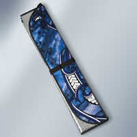 Aotearoa Tuwharetoa Auto Sun Shade Maori Tribal Navy Paua Shell Pattern
