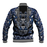 Aotearoa Tuwharetoa Baseball Jacket Maori Tribal Navy Paua Shell Pattern