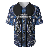 Aotearoa Tuwharetoa Baseball Jersey Maori Tribal Navy Paua Shell Pattern