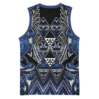 Aotearoa Tuwharetoa Basketball Jersey Maori Tribal Navy Paua Shell Pattern