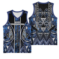 Aotearoa Tuwharetoa Basketball Jersey Maori Tribal Navy Paua Shell Pattern