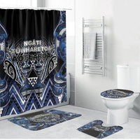 Aotearoa Tuwharetoa Bathroom Set Maori Tribal Navy Paua Shell Pattern