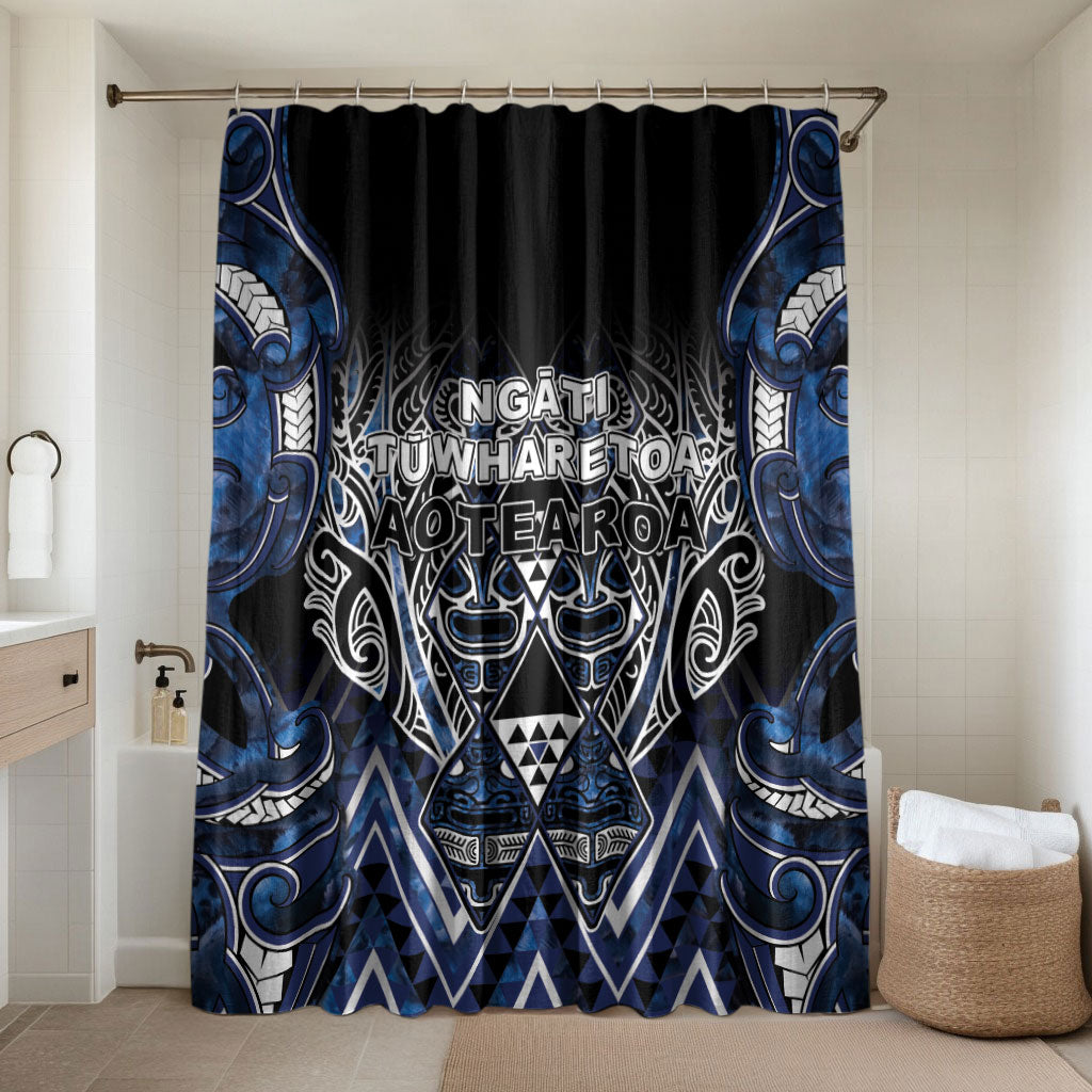 Aotearoa Tuwharetoa Bathroom Set Maori Tribal Navy Paua Shell Pattern