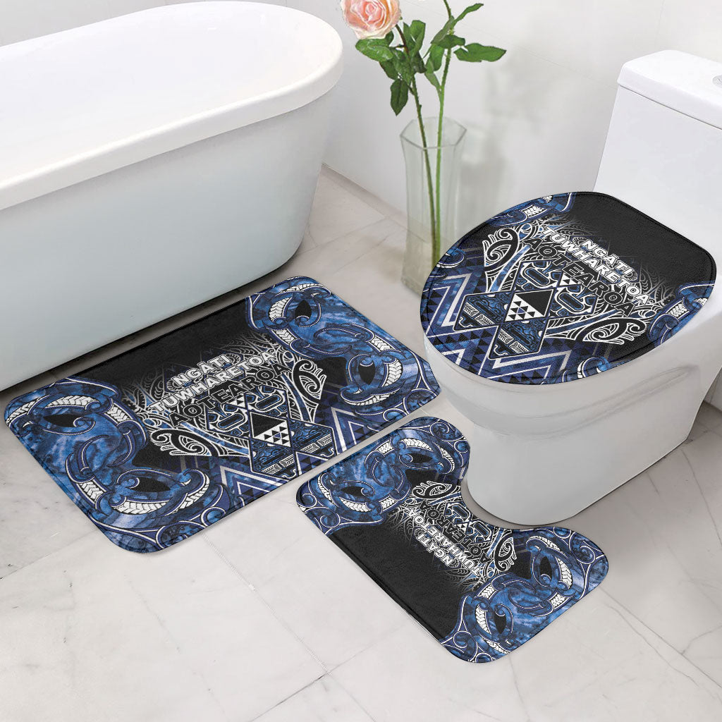 Aotearoa Tuwharetoa Bathroom Set Maori Tribal Navy Paua Shell Pattern
