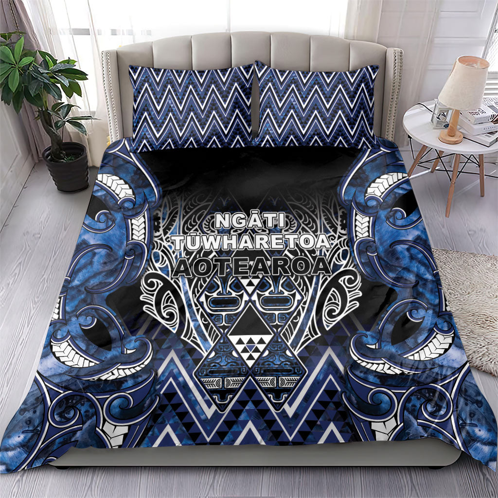 Aotearoa Tuwharetoa Bedding Set Maori Tribal Navy Paua Shell Pattern