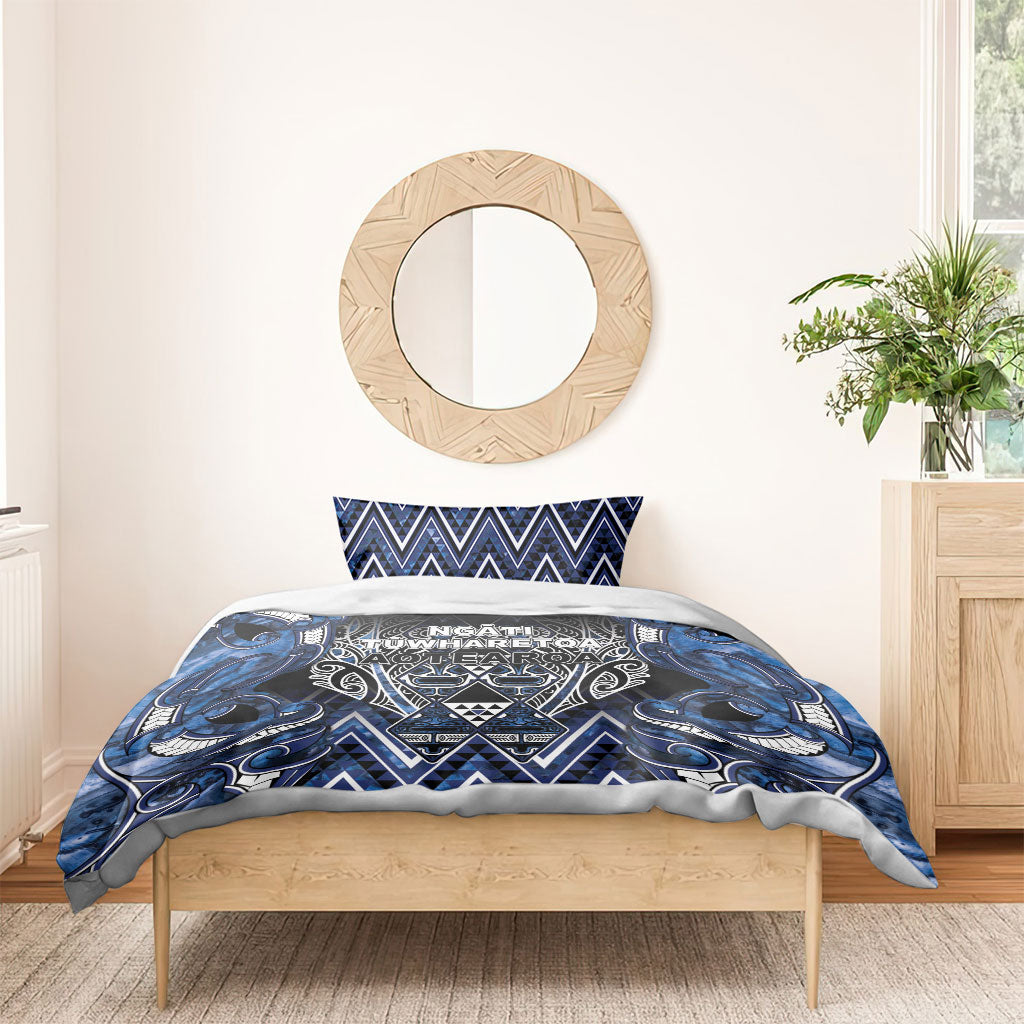 Aotearoa Tuwharetoa Bedding Set Maori Tribal Navy Paua Shell Pattern