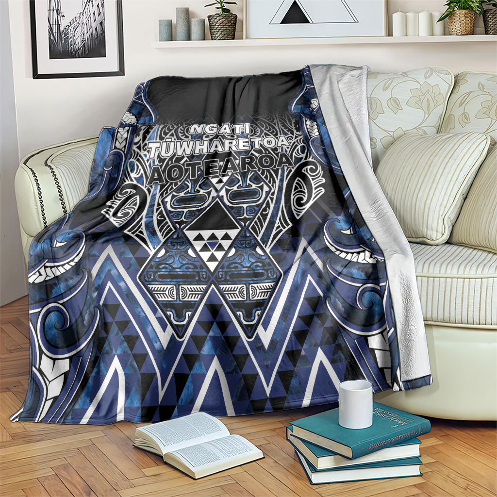 Aotearoa Tuwharetoa Blanket Maori Tribal Navy Paua Shell Pattern