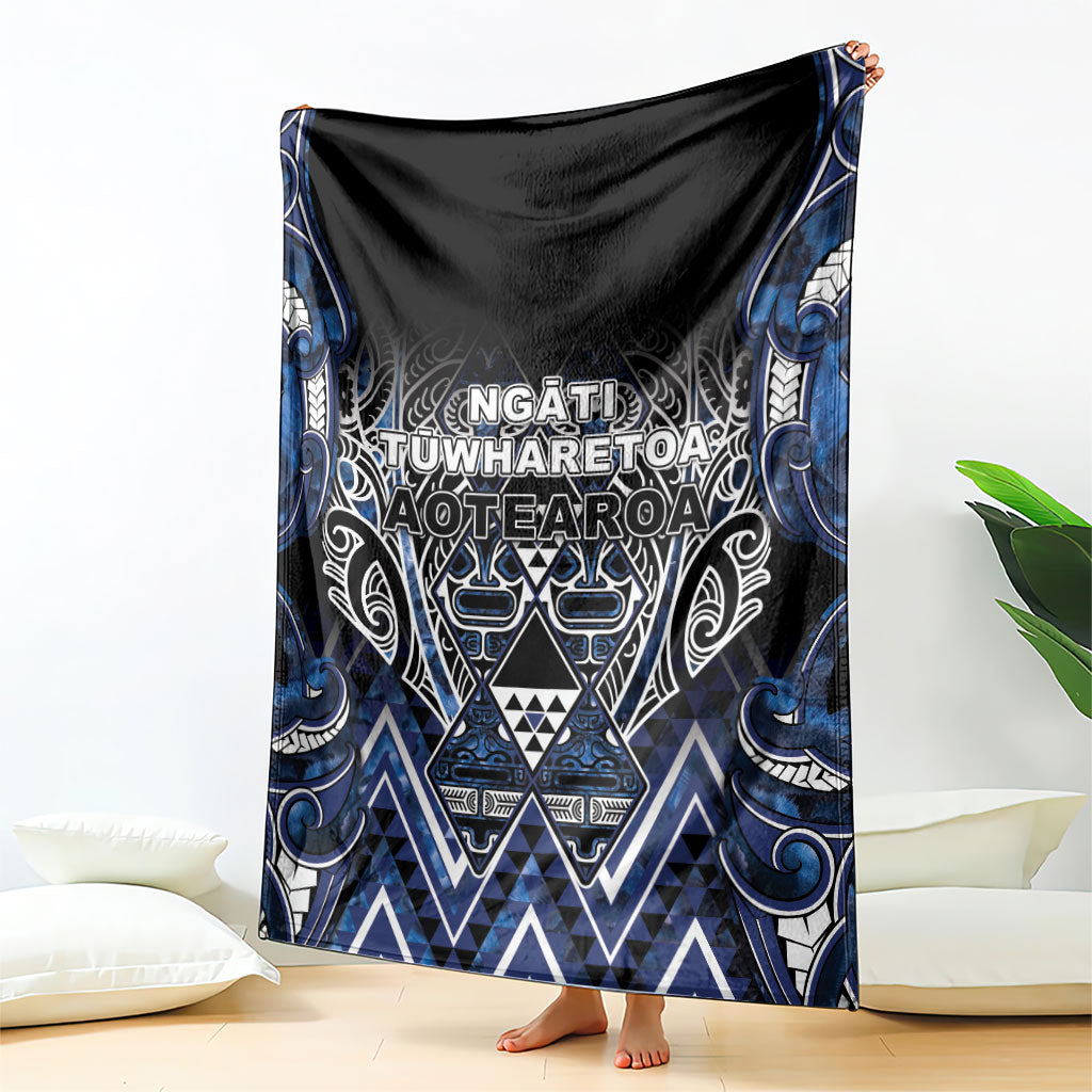 Aotearoa Tuwharetoa Blanket Maori Tribal Navy Paua Shell Pattern