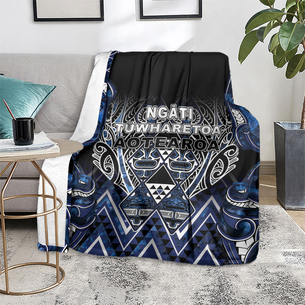 Aotearoa Tuwharetoa Blanket Maori Tribal Navy Paua Shell Pattern