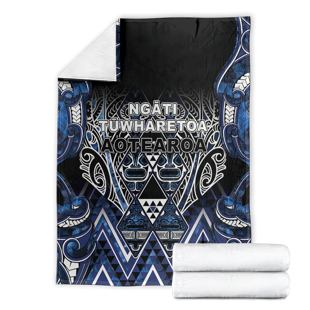 Aotearoa Tuwharetoa Blanket Maori Tribal Navy Paua Shell Pattern