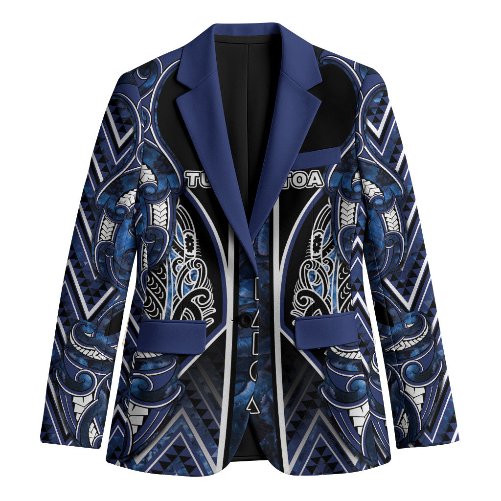 Aotearoa Tuwharetoa Blazer Maori Tribal Navy Paua Shell Pattern
