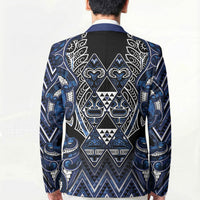 Aotearoa Tuwharetoa Blazer Maori Tribal Navy Paua Shell Pattern
