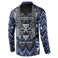 Aotearoa Tuwharetoa Button Sweatshirt Maori Tribal Navy Paua Shell Pattern