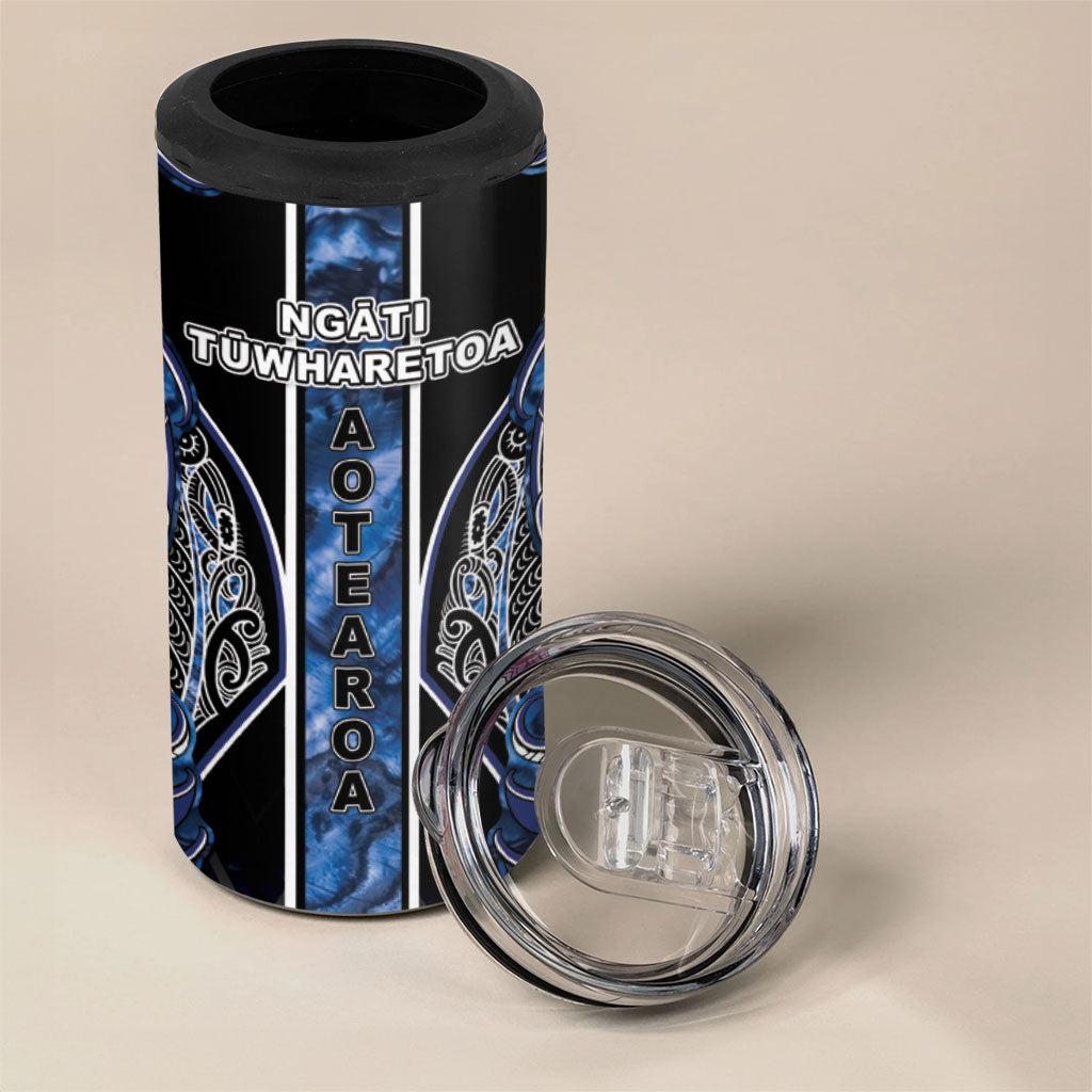 Aotearoa Tuwharetoa 4 in 1 Can Cooler Tumbler Maori Tribal Navy Paua Shell Pattern