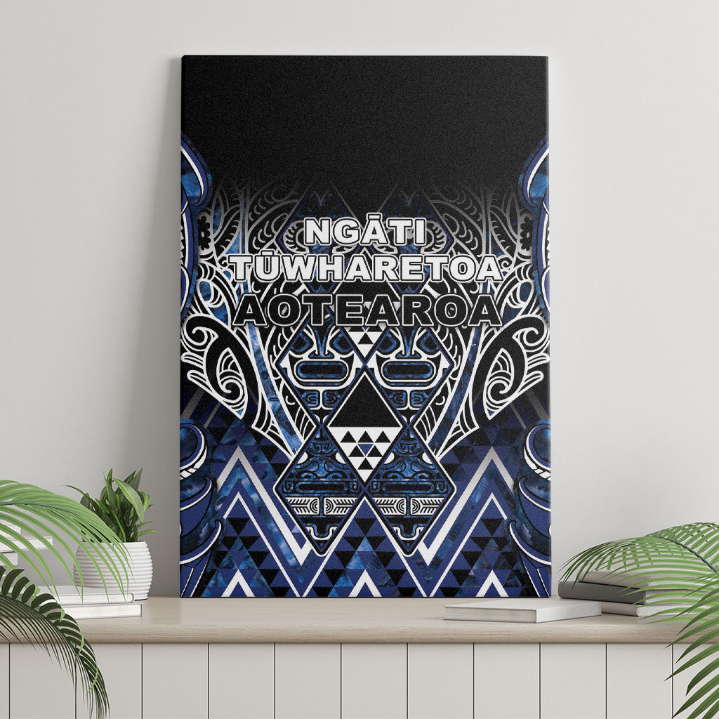 Aotearoa Tuwharetoa Canvas Wall Art Maori Tribal Navy Paua Shell Pattern