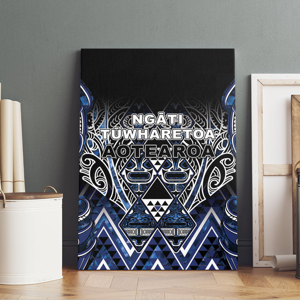 Aotearoa Tuwharetoa Canvas Wall Art Maori Tribal Navy Paua Shell Pattern
