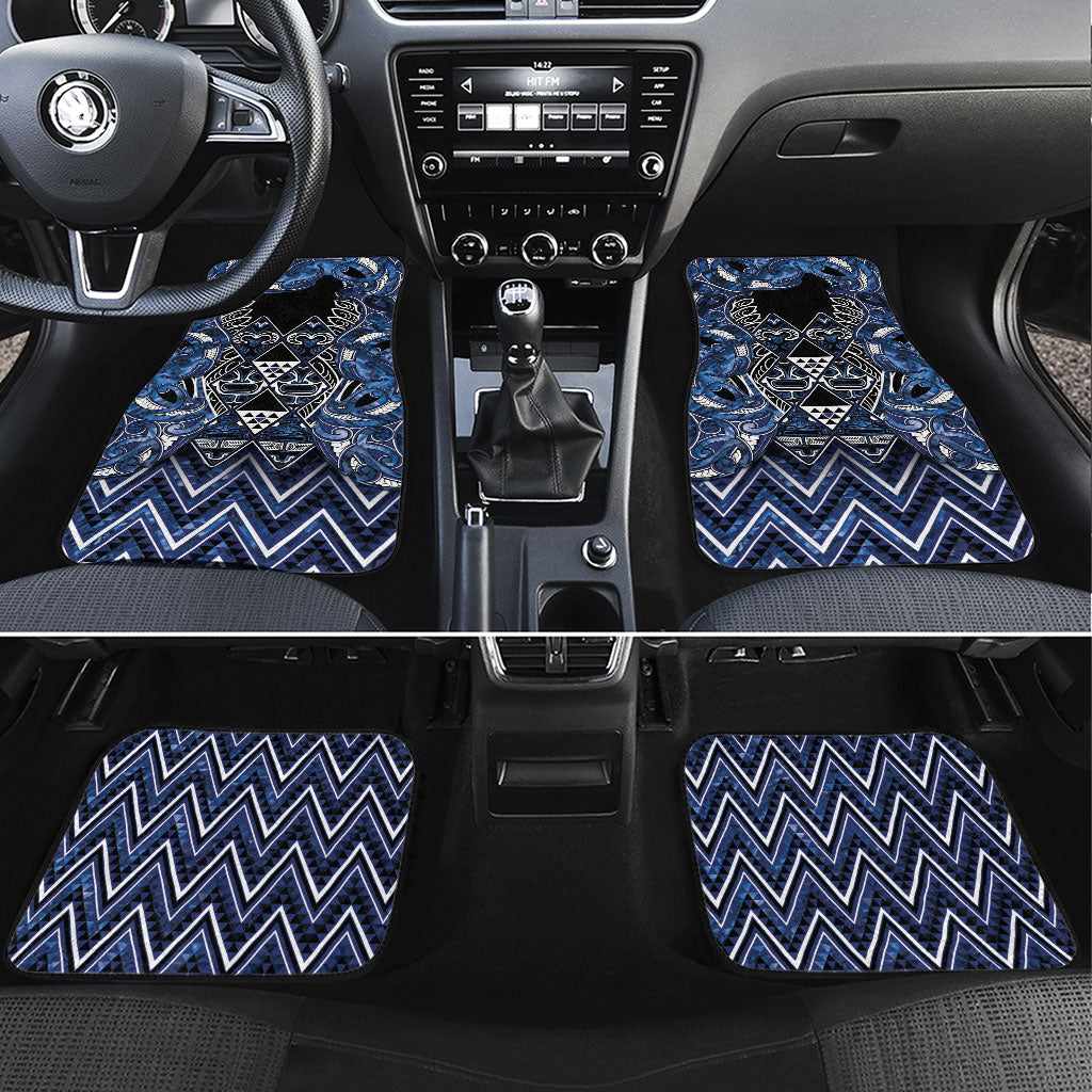 Aotearoa Tuwharetoa Car Mats Maori Tribal Navy Paua Shell Pattern DT05 Set 4pcs Navy - Polynesian Pride