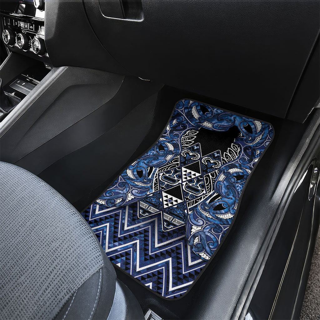 Aotearoa Tuwharetoa Car Mats Maori Tribal Navy Paua Shell Pattern