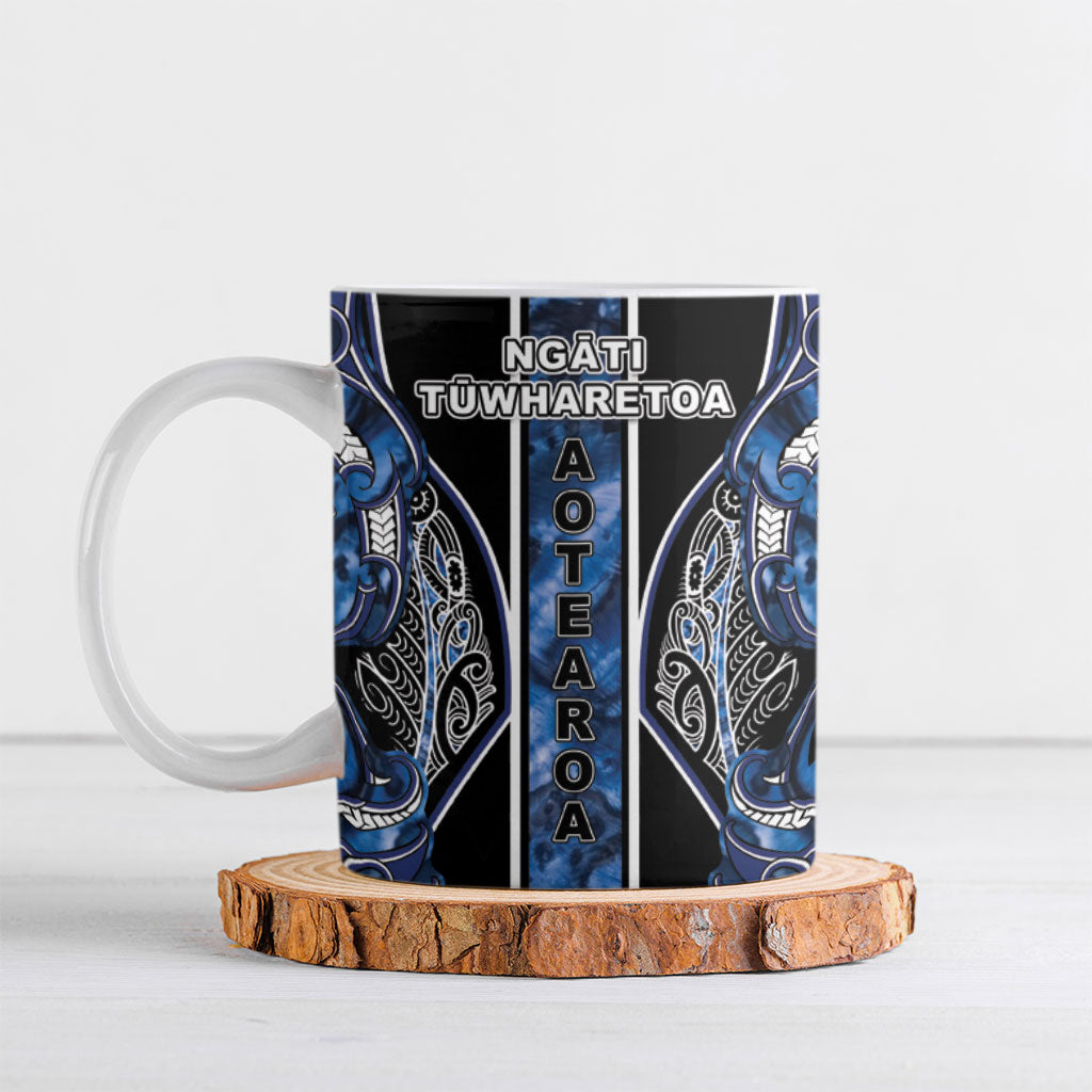 Aotearoa Tuwharetoa Ceramic Mug Maori Tribal Navy Paua Shell Pattern DT05 Navy - Polynesian Pride