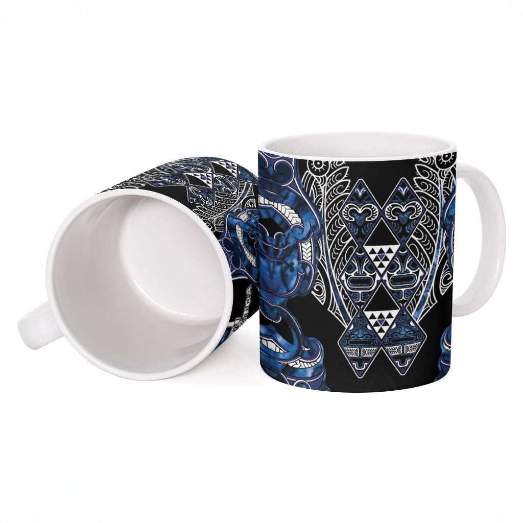Aotearoa Tuwharetoa Ceramic Mug Maori Tribal Navy Paua Shell Pattern