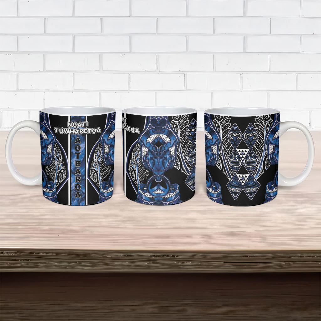 Aotearoa Tuwharetoa Ceramic Mug Maori Tribal Navy Paua Shell Pattern