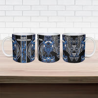 Aotearoa Tuwharetoa Ceramic Mug Maori Tribal Navy Paua Shell Pattern