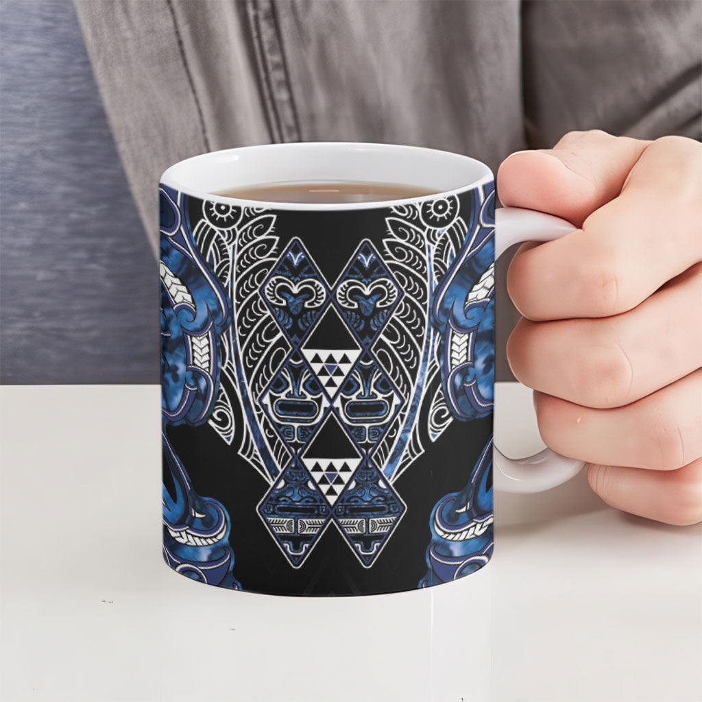 Aotearoa Tuwharetoa Ceramic Mug Maori Tribal Navy Paua Shell Pattern