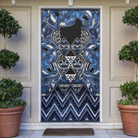 Aotearoa Tuwharetoa Door Cover Maori Tribal Navy Paua Shell Pattern