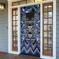 Aotearoa Tuwharetoa Door Cover Maori Tribal Navy Paua Shell Pattern