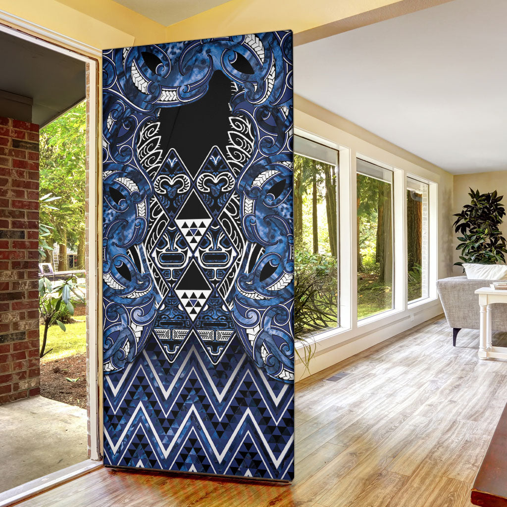 Aotearoa Tuwharetoa Door Cover Maori Tribal Navy Paua Shell Pattern