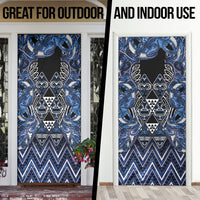 Aotearoa Tuwharetoa Door Cover Maori Tribal Navy Paua Shell Pattern