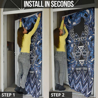 Aotearoa Tuwharetoa Door Cover Maori Tribal Navy Paua Shell Pattern