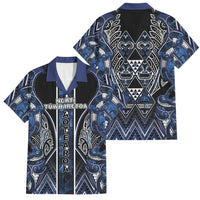 Aotearoa Tuwharetoa Family Matching Tank Maxi Dress and Hawaiian Shirt Maori Tribal Navy Paua Shell Pattern