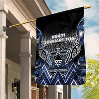 Aotearoa Tuwharetoa Garden Flag Maori Tribal Navy Paua Shell Pattern