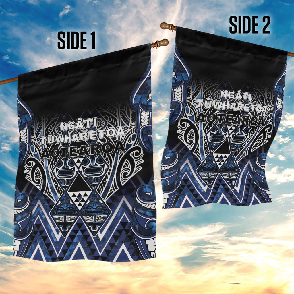 Aotearoa Tuwharetoa Garden Flag Maori Tribal Navy Paua Shell Pattern